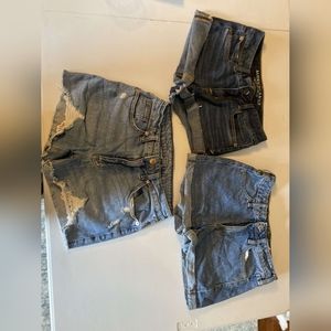 Three pairs of jean shorts